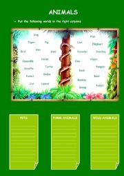 English Worksheet: Animals