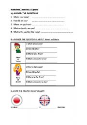 English Worksheet: Countries&Capitals