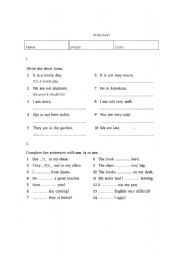 English Worksheet: Verb to be