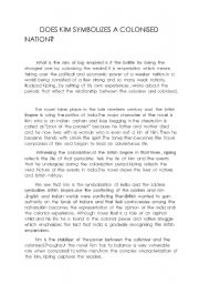 English Worksheet: analysis of the novel belonged to rudyart kipling