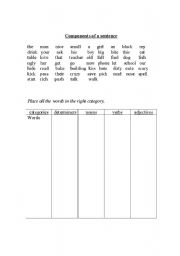 English worksheet: sentences