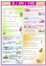 English Worksheet: A / AN / THE  (for young learners)