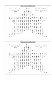 English worksheet: circle the words in the puzzle.