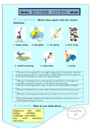 English Worksheet: Extreme sports