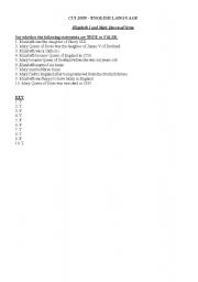 English Worksheet: Elizabeth I