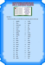 English Worksheet: Intensifiers - 2 pages + key