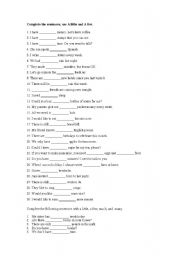 English Worksheet: a little and a few