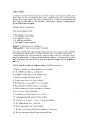 English worksheet: Indirect objects