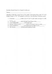 English worksheet: Simple Present vs Present Progressive