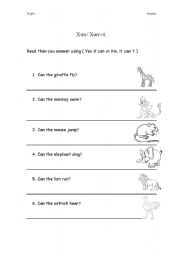 English Worksheet: It can/ It cant
