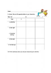 English Worksheet: What did you do....?