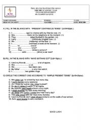 English worksheet: 4th classes revson quz