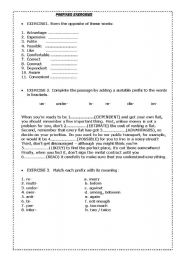 English Worksheet: SOME PREFIXES