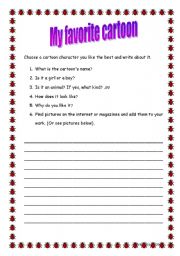 English Worksheet: My Favorite Cartoon