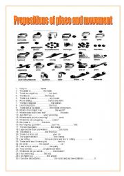 English Worksheet:  Prepoositionds of place, movement ant time