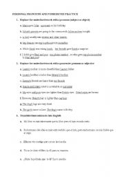 English worksheet: Personal pronouns and possessives practice