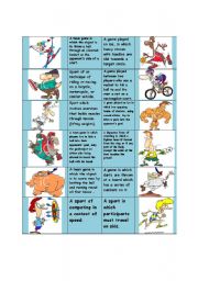 English Worksheet: Sports and games!!!! DOMINO! ...part 2...