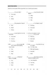 English Worksheet: QUESTION WORDS