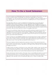 English Worksheet: How to be good sales man