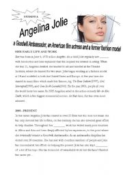 English Worksheet: Angelina Jolie - reading/information gap activity