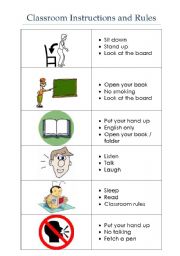 English Worksheet: Classroom rules and instructions