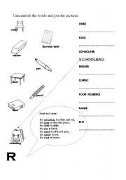 English Worksheet: unscrumble the words and colour ...