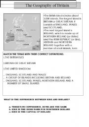 English worksheet: The Geography of Britain