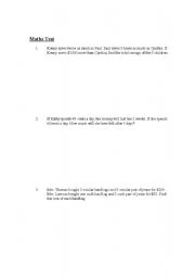 English worksheet: Maths Questions