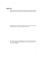 English Worksheet: Maths Questions