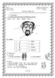 English worksheet: work sheet / test 