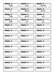 English worksheet: unscramble cards table