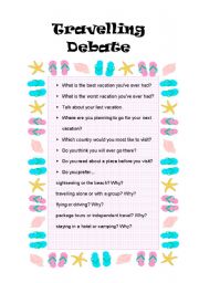 English Worksheet: travelling debate