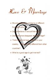 English worksheet: love and marriage