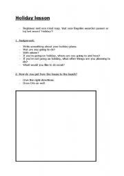 English worksheet: Nice Lesson to do before a holiday with teens