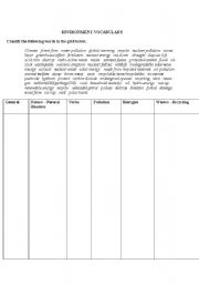 English Worksheet: A vocab activity about environment, climate change and pollution