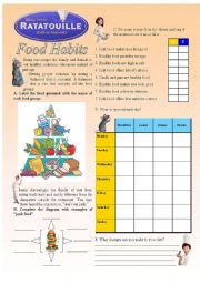 English Worksheet: Ratatouille - Food Habits (2/3)