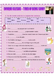 English Worksheet: Enrique Iglesias - Tired of Being Sorry