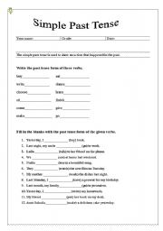 English Worksheet: simple past