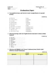 English worksheet: Test paper