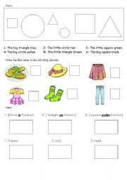 English worksheet: color sapes