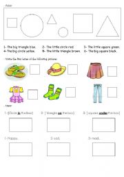 English Worksheet: color sapes