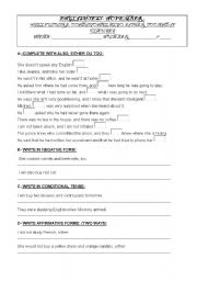 English worksheet: ALSO, EITHER, TOO AND TENSES