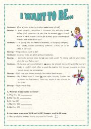 English Worksheet: I want to be...