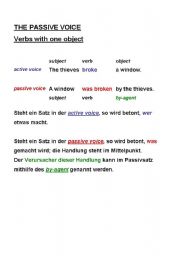 English worksheet: The passive voice - verbs with one object