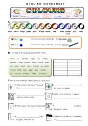 English Worksheet: COLOURS