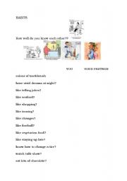 English worksheet: Habits (how well do you know each other)