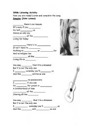 English Worksheet: imagine song