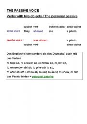 English Worksheet: The passive voice - verbs with two objects