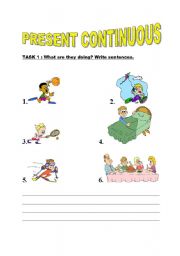 English worksheet: PRESENT CONTINUOUS