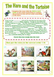 English Worksheet: The Hare and the Tortoise- Simple Past Tense Story 